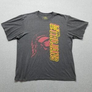 USC Trojans Shirt Mens Large Gray Short Sleeve Crew Neck Spell Out Logo Casual‎